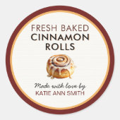 Fresh Baked Cinnamon Roll Labels | Bakery Sticker (Voorkant)