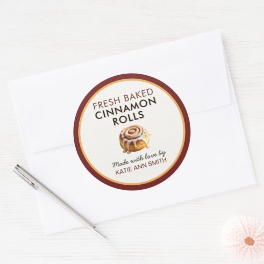 Fresh Baked Cinnamon Roll Labels | Bakery Sticker (Envelop)