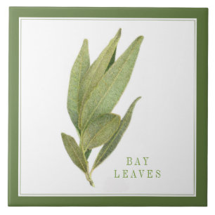 FRESH BAY LEAVES 6 "x6" Keramische Tegel (+tekst)  Tegeltje