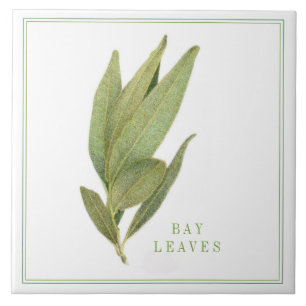 FRESH BAY LEAVES 6 "x6" Keramische Tegel (+tekst) Tegeltje