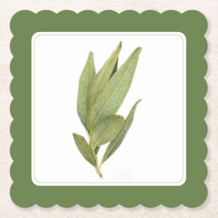 FRESH BAY LEAVES Fancy Vierkant Onderzetter - teks