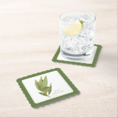 FRESH BAY LEAVES Fancy Vierkant Onderzetter +tekst (Insitu)