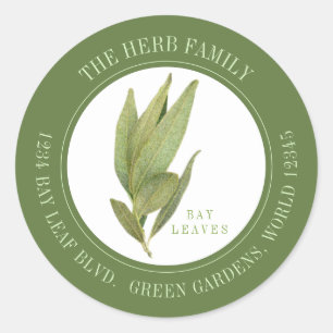 FRESH BAY LEAVES Kleine ronde adreszegels - Groen Sticker