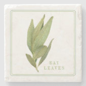 FRESH BAY LEAVES Marmersteen Onderzetter (+tekst) (Voorkant)