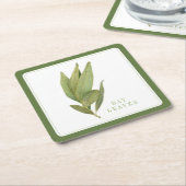 FRESH BAY LEAVES Vierkant Papier Onderzetters +tek (Schuin)