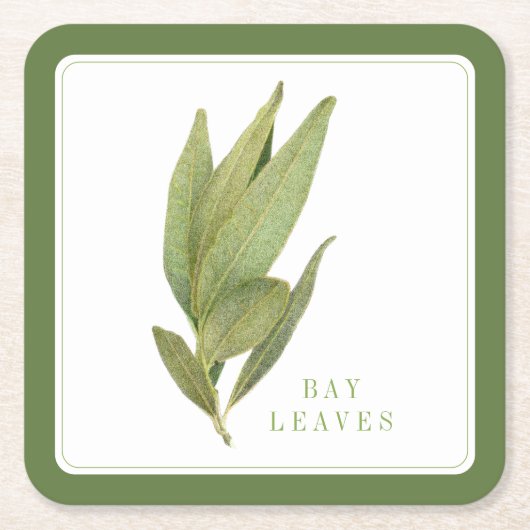 FRESH BAY LEAVES Vierkant Papier Onderzetters +tek (Voorkant)