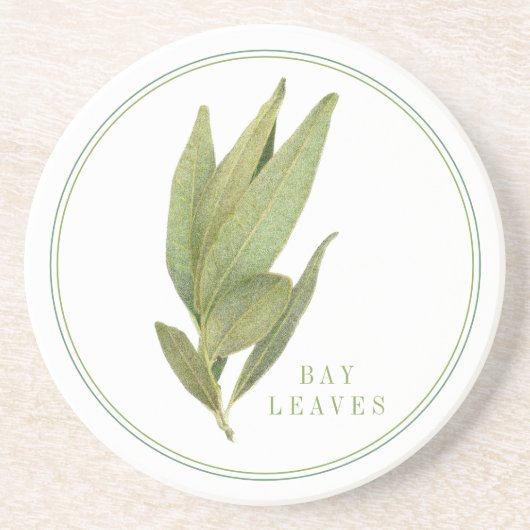 FRESH BAY LEAVES Zandsteen Onderzetter (+tekst) (Voorkant)