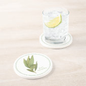 FRESH BAY LEAVES Zandsteen Onderzetter (+tekst) (Zijkant)