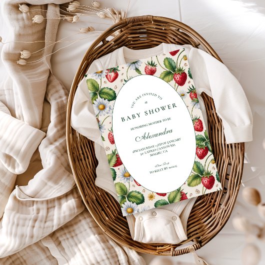 Fresh Berry Gingham Baby Shower Kaart