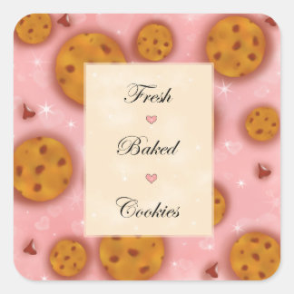 "Fresh Bked Cookies" Chocolate Chip Cookies | Vierkante Sticker