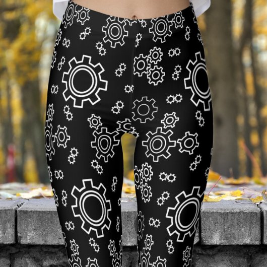 Fresh Black Cogs Patroon Leggings