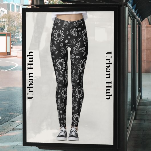 Fresh Black Cogs Patroon Leggings