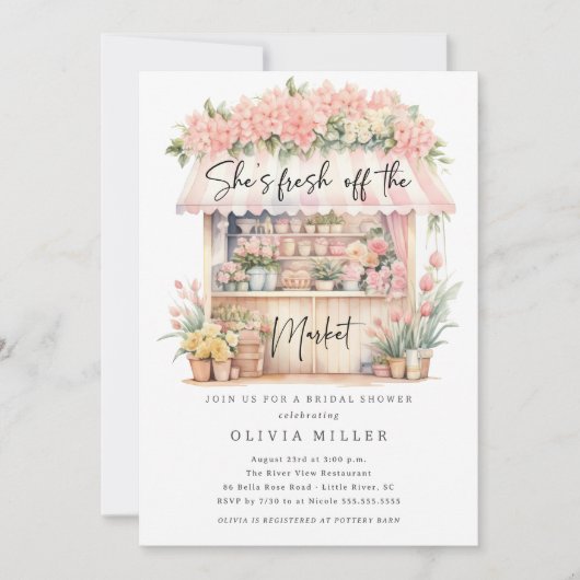 Fresh Blooms Bruids Douche Uitnodiging (Voorkant)