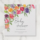 Fresh Blooms Tulpen en groen Baby shower Bedankjes Labels (Achterkant)