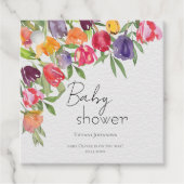 Fresh Blooms Tulpen en groen Baby shower Bedankjes Labels (Voorkant)