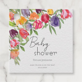 Fresh Blooms Tulpen en groen Baby shower Bedankjes Labels