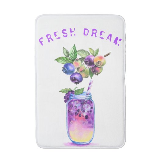 Fresh Blueberry Drink Badmat - Aangepaste tekst (Voorkant Verticaal)
