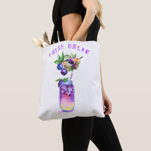 Fresh Blueberry Drink Canvas tas - aangepaste teks