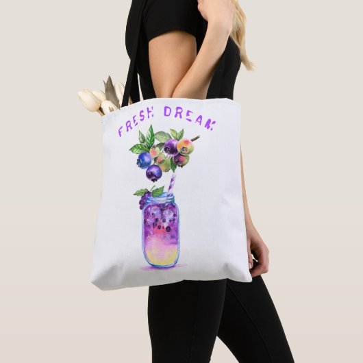 Fresh Blueberry Drink Canvas tas - aangepaste teks (Dichtbij)