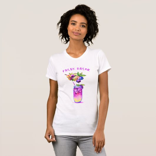Fresh Blueberry Drink Cocktail T-Shirt Aangepaste  (Voorkant volledig)