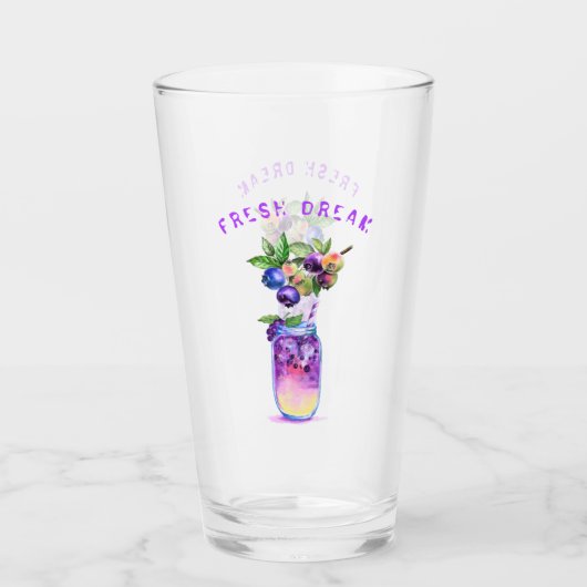 Fresh Blueberry Drink Glass - aangepaste tekst Glas (Voorkant)
