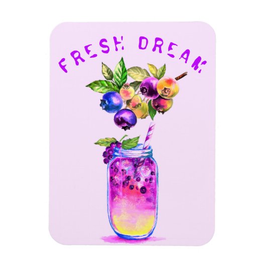 Fresh Blueberry Drink Magnet - Aangepaste tekst Magneet (Verticaal)
