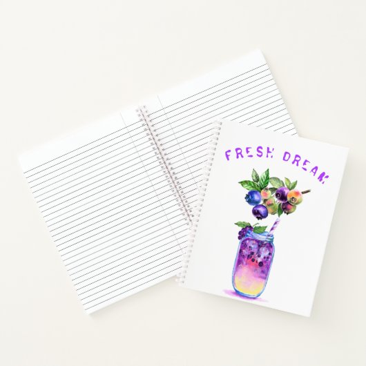 Fresh Blueberry Drink Notitieboek - aangepaste tek (Binnen)