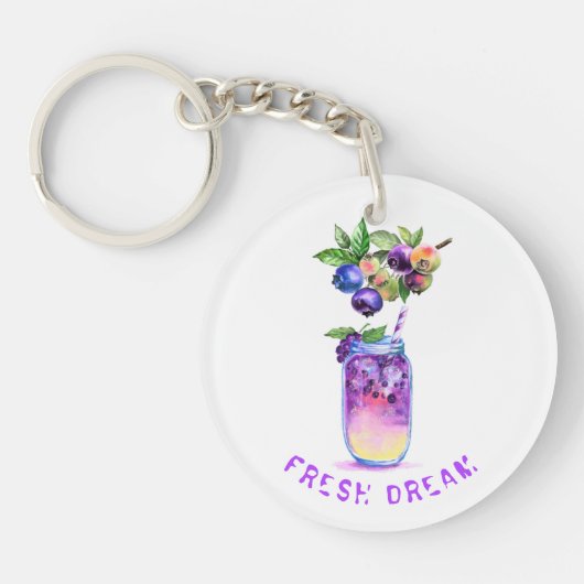 Fresh Blueberry Drink Sleutelhanger - aangepaste t (Voorkant)