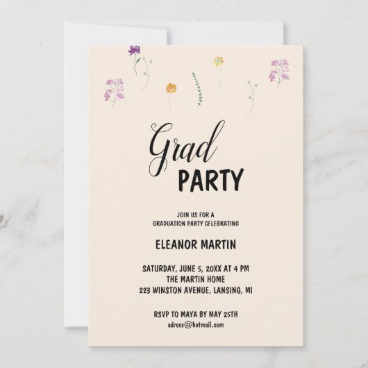 Fresh Blush Wildflowers Uitnodiging (Voorkant)