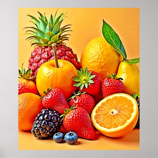 Fresh Bounty: Vibrant Fruit Harvest Design  Poster (Voorkant)