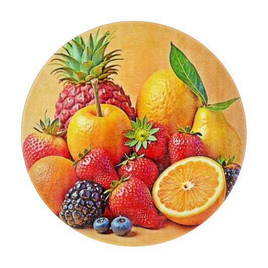 Fresh Bounty: Vibrant Fruit Harvest Design Snijplank (Voorkant)