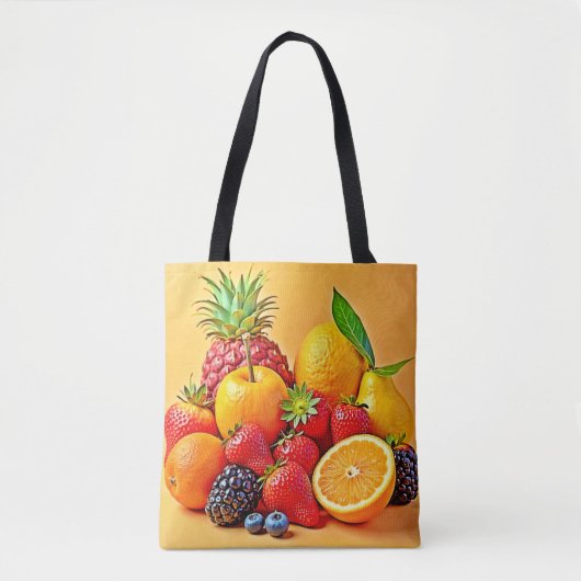 Fresh Bounty: Vibrant Fruit Harvest Design  Tote Bag (Voorkant)