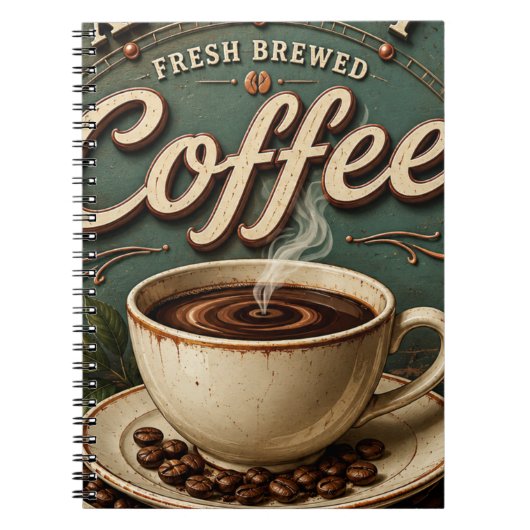 Fresh Brewed Coffee Rustic Farmhouse Notitieboek (Voorkant)