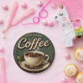 Fresh Brewed Coffee Rustic Farmhouse Papieren Bordje (Feest)