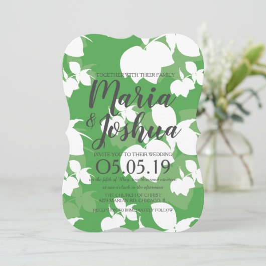 Fresh Bright Green Lemon Silo Pattern Wedding Kaart (Staand voorkant)