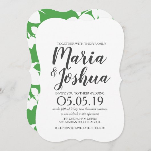 Fresh Bright Green Lemon Silo Pattern Wedding Kaart (Voorkant / Achterkant)