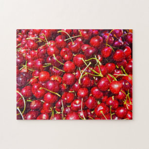 Fresh Bright Red Cherries op de pier Legpuzzel