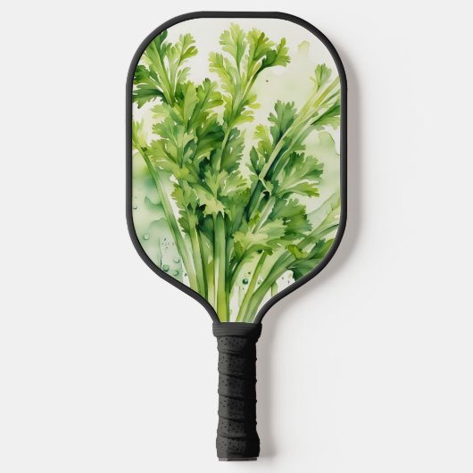 Fresh Celery Stalk Waterverf Botanisch Pickleball Paddle (Voorkant)