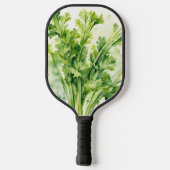 Fresh Celery Stalk Waterverf Botanisch Pickleball Paddle (Achterkant)