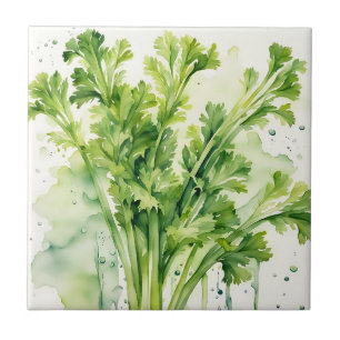 Fresh Celery Stalk Waterverf Botanisch Tegeltje
