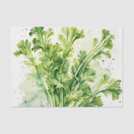 Fresh Celery Stalk Waterverf Botanisch Tissuepapier (Voorkant)