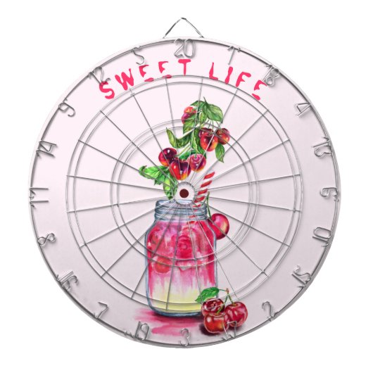 Fresh Cherry Drink Dart Board - Aangepaste tekst Dartbord (Voorkant)