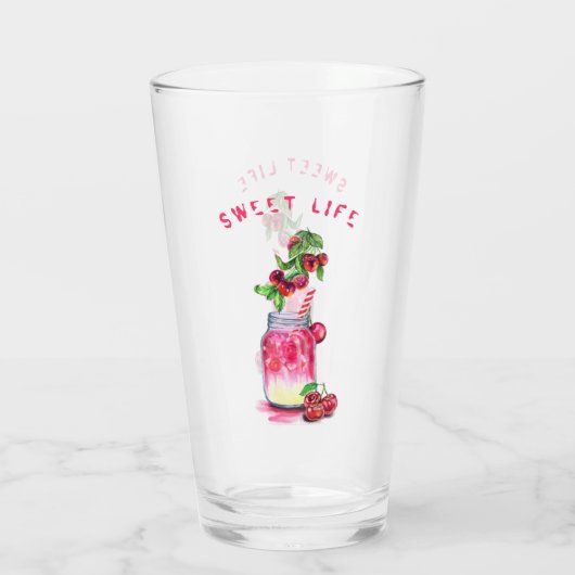 Fresh Cherry Drink Glass - Aangepaste tekst Glas (Achterkant)