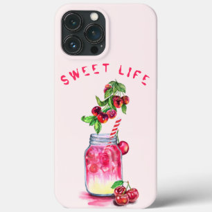 Fresh Cherry Drink iPhone Case - Aangepaste tekst