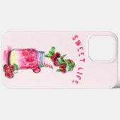 Fresh Cherry Drink iPhone Case - Aangepaste tekst (Achterkant (horizontaal))