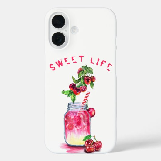 Fresh Cherry Drink iPhone Case - Aangepaste tekst (Achterkant)