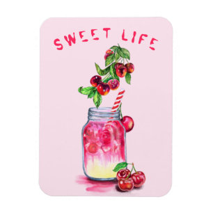 Fresh Cherry Drink Magnet - aangepaste tekst Magneet