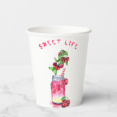 Fresh Cherry Drink Party Paper Cups - Aangepaste t Papieren Bekers (Achterkant)