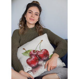 Fresh Cherry Trio in Waterverf Kussen