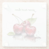 Fresh Cherry Trio in Waterverf, op maat Glazen Onderzetter (Achterkant)
